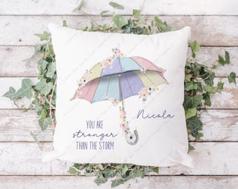 Stronger than the storm Cushion, Friend Gift, Positivity Cushion, Thinking of you Gift, You've got this Gift, Gift for her, Wellbeing gift,