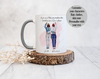 Best Friend Mug, Custom Character Mug, Sister Gift, BFF Birthday Mug, Personalised Sister Mug, Friendship Gift, Friend Gift, BFF Gift