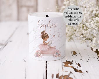 Hucha, Hucha personalizada, Alcancía, Hucha de ballet, Hucha de cerdito, Tarro de ahorros, Regalo de ballet, Bailarina de ballet, Hucha de bailarina