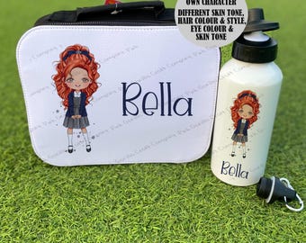 Bolsa de almuerzo personalizada, bolsa de almuerzo para colegiala, lonchera escolar, bolsa de almuerzo para uniforme azul marino, lonchera para niñas, regreso a clases, bolsa de almuerzo escolar