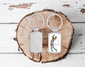 Keyring, Metal Keyring, Personalised Keyring, Name Keyring, Personalised Gift, Custom Keyring, Keyring Gift, Golfer Gift, Mens Golf Gift