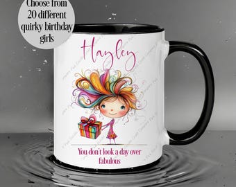 Taza de cumpleaños original, taza para chica con estilo, taza para chica fiestera, taza para ella, cumpleaños para ella, taza de cumpleaños para mujer, regalo para ella, taza personalizada