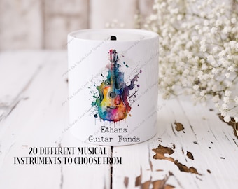 Money Box, Personalised money box, Coin bank, Guitar money box, Piggy Bank, Savings Jar, Musician gift, Musician, Gift for Musician