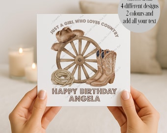 Birthday Card, Cowgirl Card, Cowgirl Birthday, Card for her, Country Girl Card, Country Western Card, Birthday Card for her, Line Dancing
