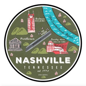 Nashville Map - Print - 10x10&quot;