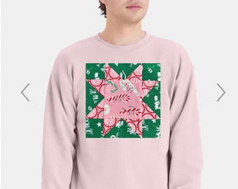 Christmas Quilt Block Sweatshirt Candy Canes