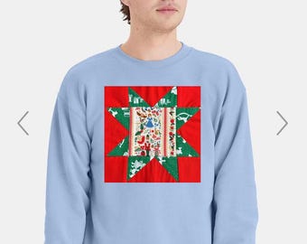 Christmas Quilt Block Sweatshirt Lady Nutcracker