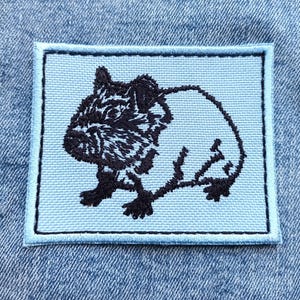 Hamster dierenprint, stoere geborduurde punkrock/alternatieve jas strijkpatch