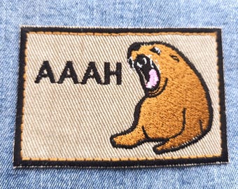 Sea Lion Aaah Custom Meme Iron-On Ribbon Punk Jacket Alternative Embroidered Patch