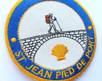 Naszywka haftowana na Camino de Santiago St James Way Pilgrim Hiker i Seashell Travel