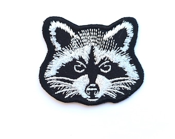 Parche termoadhesivo para chaqueta, diseño de mapache, bordado, estilo punk rock alternativo