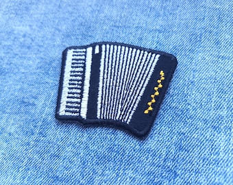 Accordion Music Instrument Edgy Embroidered Punk Rock Alternative Jacket Iron-On Patch