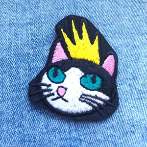 Katt med Mohawk Anpassad Punk Alternativ Grunge Rock Jacka Stryklapp