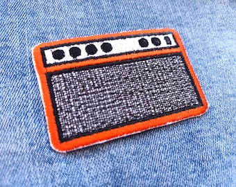 Guitar Combo Amp Rock Alternative Grunge Iron-On Ribbon Amplifier Patch