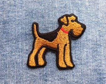 Airedale Terrier Dog Animal Embroidered Jacket Iron-On Patch