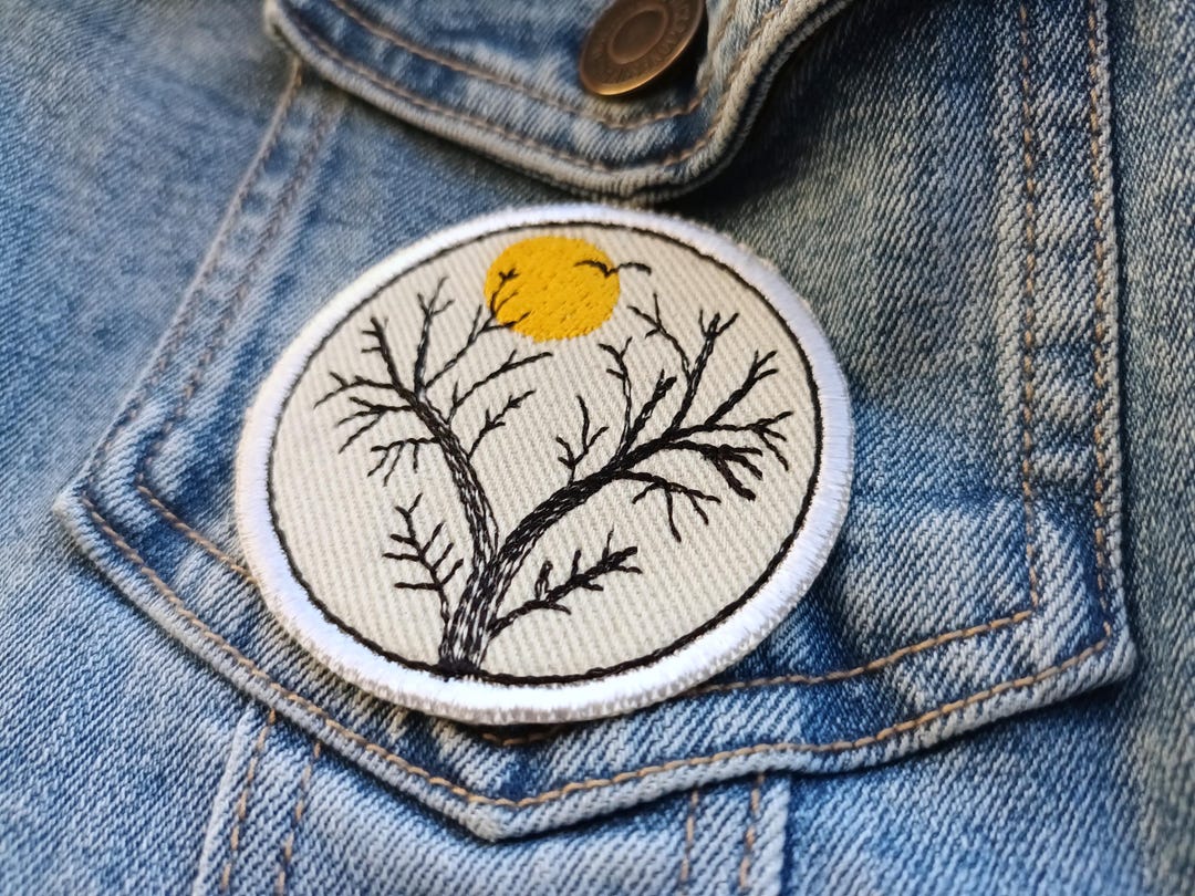 Tree Punk Patch Tree Line Art Custom Night Iron-on Ribbon Punk Jacket Alternative ...