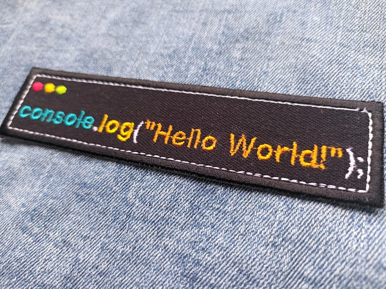 Parche termoadhesivo para programador, Hola Mundo, consola, codificación, portátil, ordenador, rock, grunge, alternativo imagen 3