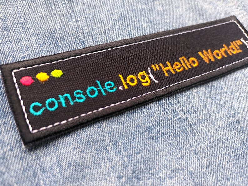 Parche termoadhesivo para programador, Hola Mundo, consola, codificación, portátil, ordenador, rock, grunge, alternativo imagen 1