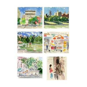 NYC Watercolor Note Cards: Giclée Prints & Collages Available