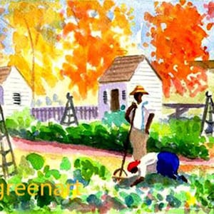 Colonial Williamsburg Giclée Print-Potager Garden. Note Cards with Envelopes Available.