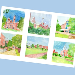 Auburn University Note Cards with Envelopes (with Samford Hall and 5 Other Scenes). Giclée Prints and Collage Available.