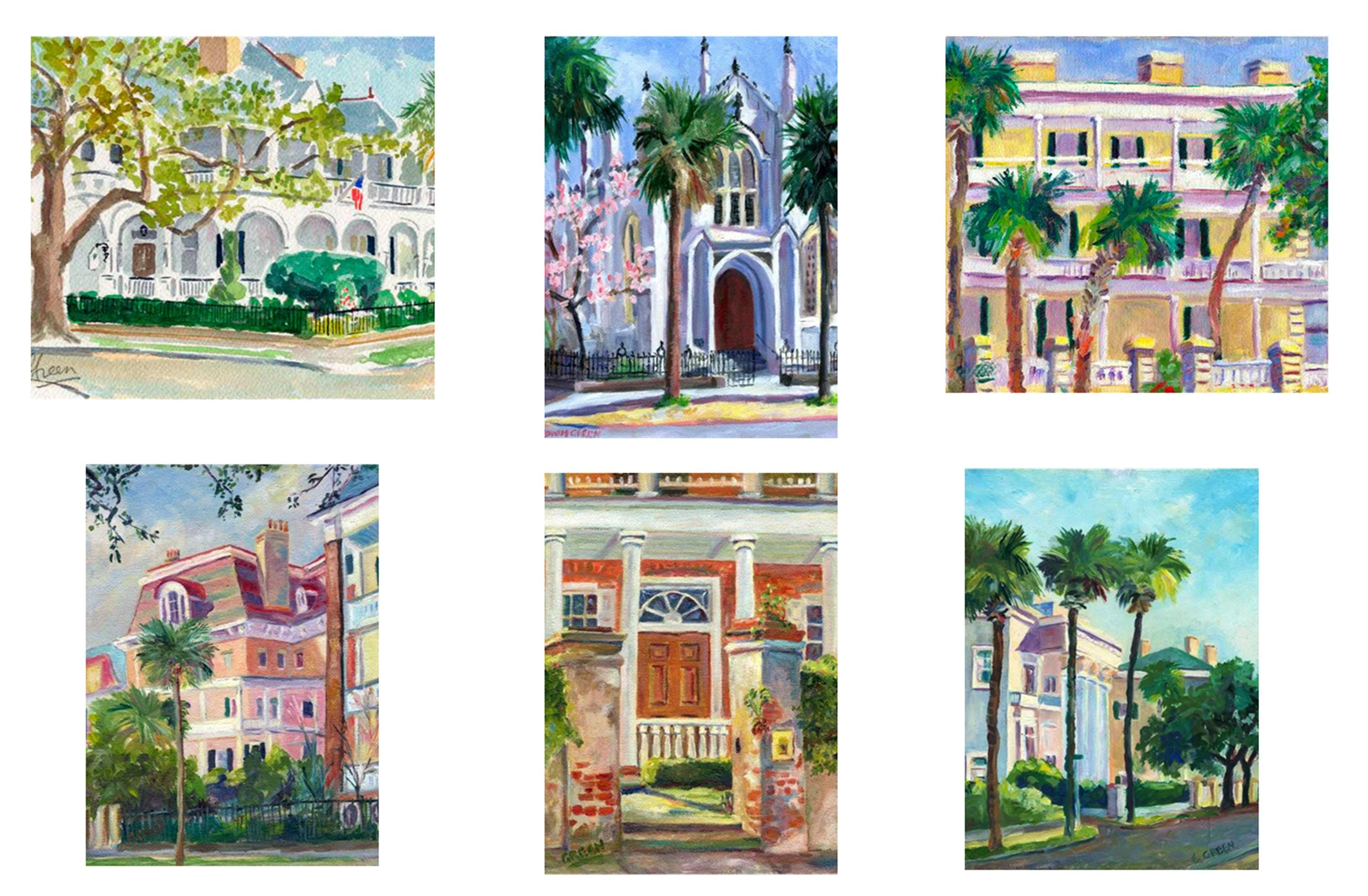Charleston Note Cards with Envelopes. 6 Cards, Blank Inside, Description on Back. Giclée Prints and Collages Available.