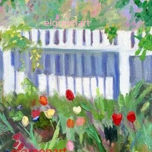 Colonial Williamsburg Giclée Print-Corner Garden Tulips. Note Cards Available.