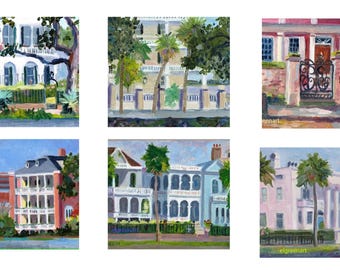 Charleston Note Cards-South Battery Note Cards with Envelopes. Set of 6 Note Cards, Blank Inside, Description on Back. Collages Available.