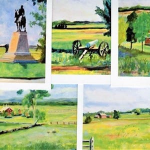 Gettysburg Battlefield Note Cards with Envelopes. Matted Giclée Prints Available.