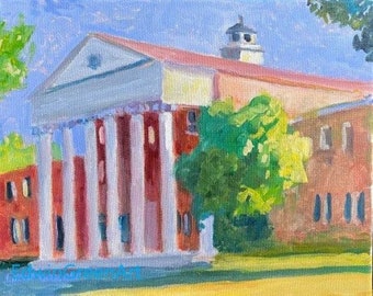 University of Mississippi (Ole Miss) Acrylic Painting. 8x10 on Stretched Canvas. Framed or Unframed. Giclée Prints Available.