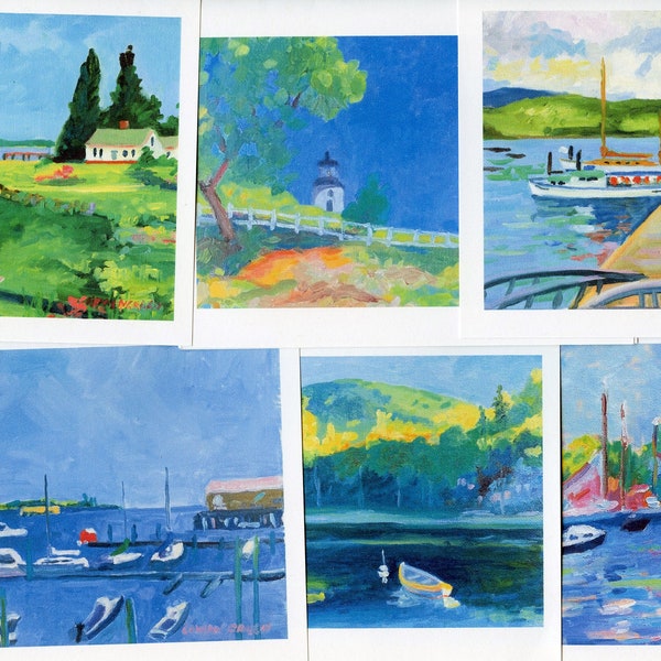Maine Coast Note Cards with Envelopes (Series 5). 6 Different Cards, Blank Inside, Description on Back.Giclée Prints Available.