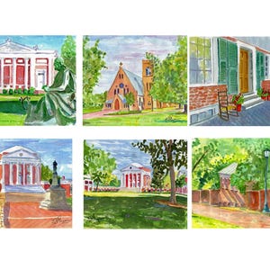 UVA Note Cards with Envelopes.6 Cards. Blank Inside. Description on Back. Giclée Prints Available. Graduation Gift. Stocking Stuffer.