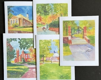 Franklin and Marshall College (F&M) Note Cards with Envelopes. 5 Cards, Blank inside, Description on Back.Giclée Prints Available.