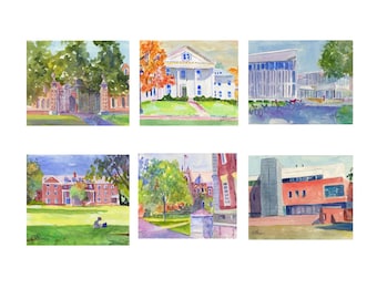 Independent Artist's Impressions of Smith College Campus-Northampton, MA. Note Cards, Giclée Prints, and Collages Available.