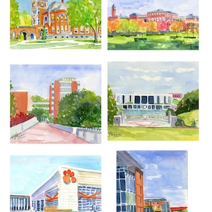 Clemson University Note Cards with Envelopes. Giclée Prints and Collages Available.