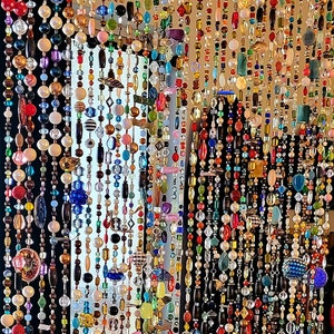 72 inch Bead curtain strands sun catcher Bohemian eclectic decor real glass, gemstones, crystal and other natural materials