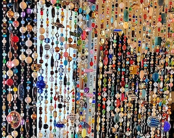 72 inch Bead curtain strands sun catcher Bohemian eclectic decor real glass, gemstones, crystal and other natural materials