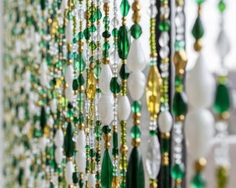 Handmade Gemstone Bead Curtain: Bohemian Light Refracting Window Decor