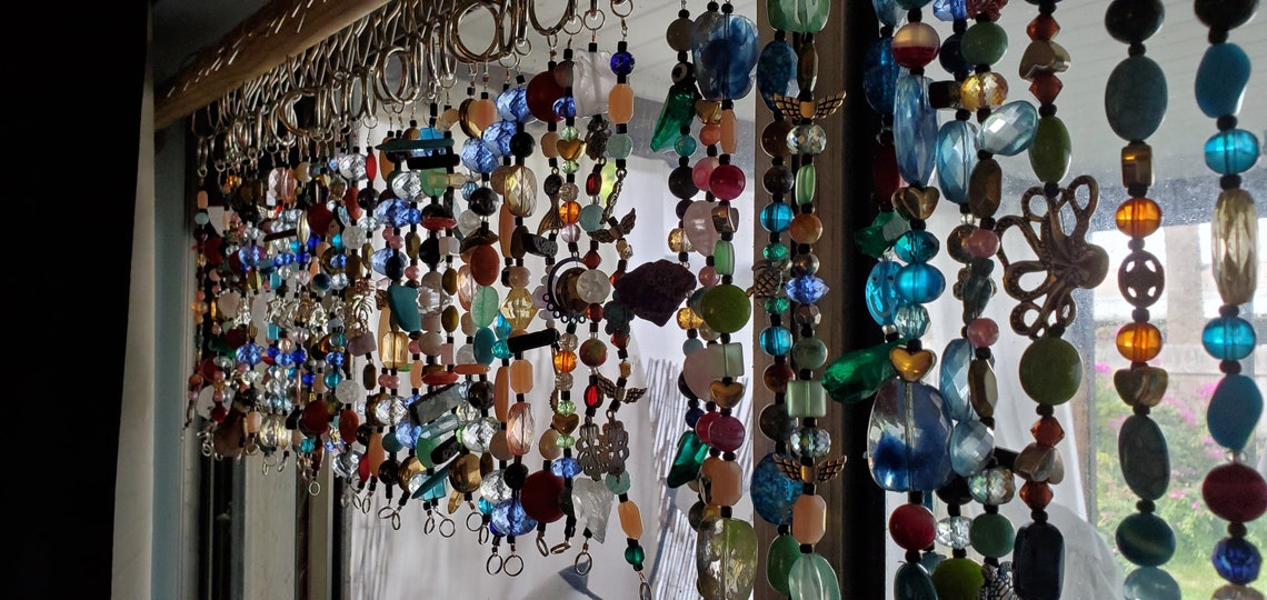 Bead Curtain valance made with authentic gemstones and glass Etsy