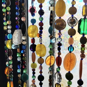 Bohemian Bead Curtains Gemstone Glass sun catcher window door colorful glass window treatment image 9