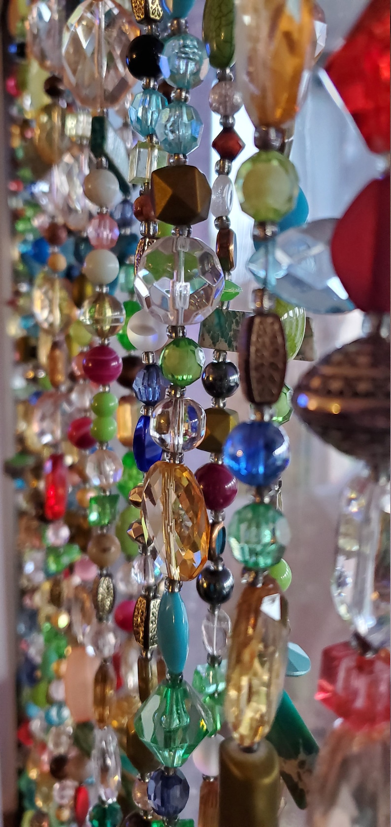 Boho Perle Vorhang Fenster Tschechische Glas Kristall Etsy