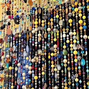 Bead Curtains for Window Bohemian Sun Catcher Colorful Authentic Gemstones  Czech Glass Crystal, Metal, Acrylic 