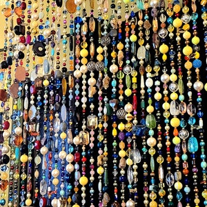 Bead curtain strands sun catcher Bohemian eclectic decor real glass, gemstones, crystal, acrylic, wood, metal beads