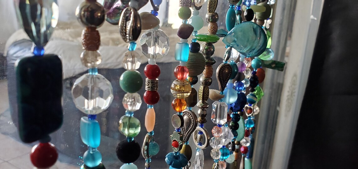 Bead Curtain valance made with authentic gemstones and glass Etsy