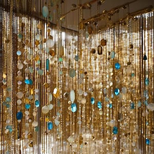 Beaded Curtain: Window, Door Bohemian Decor, Handmade, Glass beads, gemstones, 36" Strands