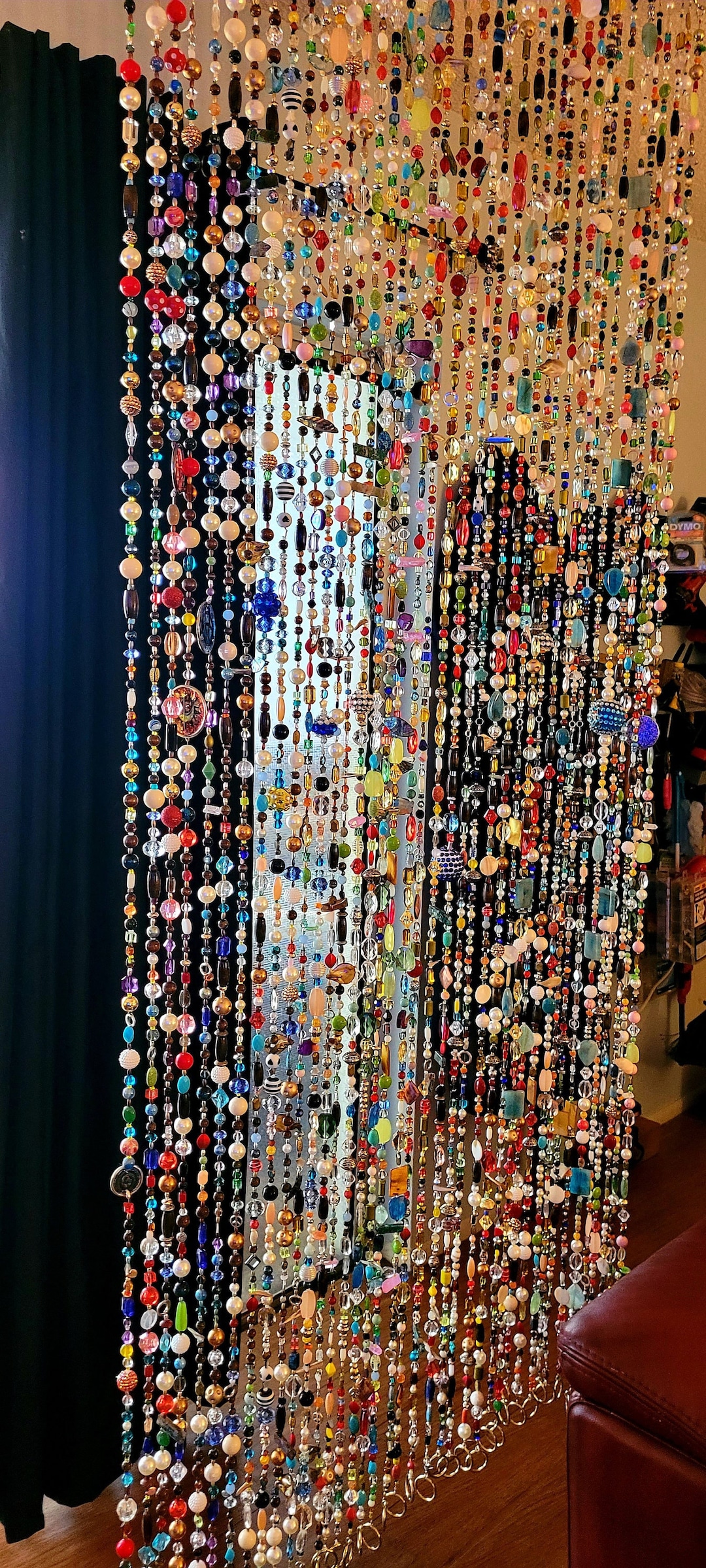 72 Inch Bead Curtain Strands Sun Catcher Bohemian Eclectic Decor Real Glass, Gemstones, Crystal
