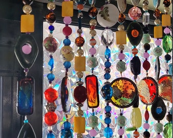 Boutique Bohemian Bead Curtain made Only with real GEMSTONE beads. Unique hand-made top quality eclectic decor luxury home art decor