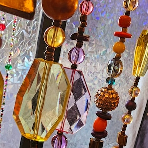 Bead Curtain for Door, Window. 30 inch strands Light refracting spectrum glass, gemstone Handmade authentic unique boho decor, guaranteed