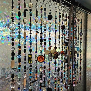 Beaded Curtain Sun Catcher Window Gemstone Glass colorful Hippie Eclectic love