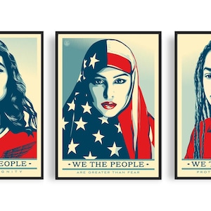SET OF 3 Large Museum-Grade Prints, Shepard Fairey - Defend Dignity Collection, We The People, Women&#39;s March
